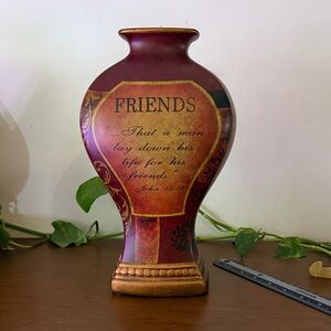 Friends Decorative Vase - Red and Gold Home Accent